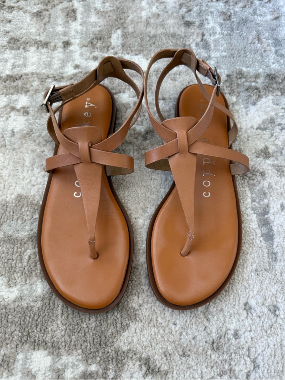 Copper Key Tan Leather Sandals